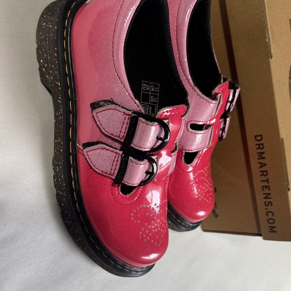 Dr. Martens Kids Dual-Tone Pink Mary Jane with sparkly sole Girls size 12 Pink - Picture 5 of 13